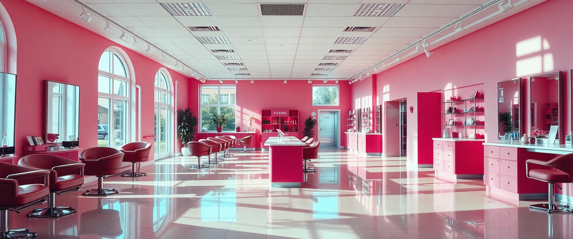 Immaculate bright salon at opening time with polished floors and morning light